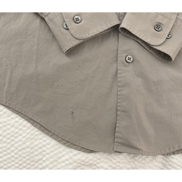 Banana Republic Stretch Classic Mens Medium Beige Casual Button Up Dress Shirt - Picture 4 of 8